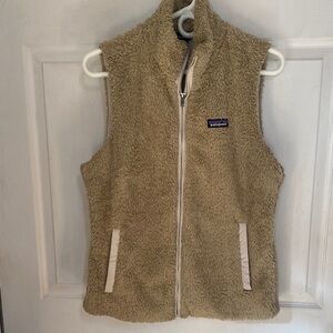 Patagonia Vest Women Large Brown Los Gatos Fleece Full Zip Fuzzy Pocket